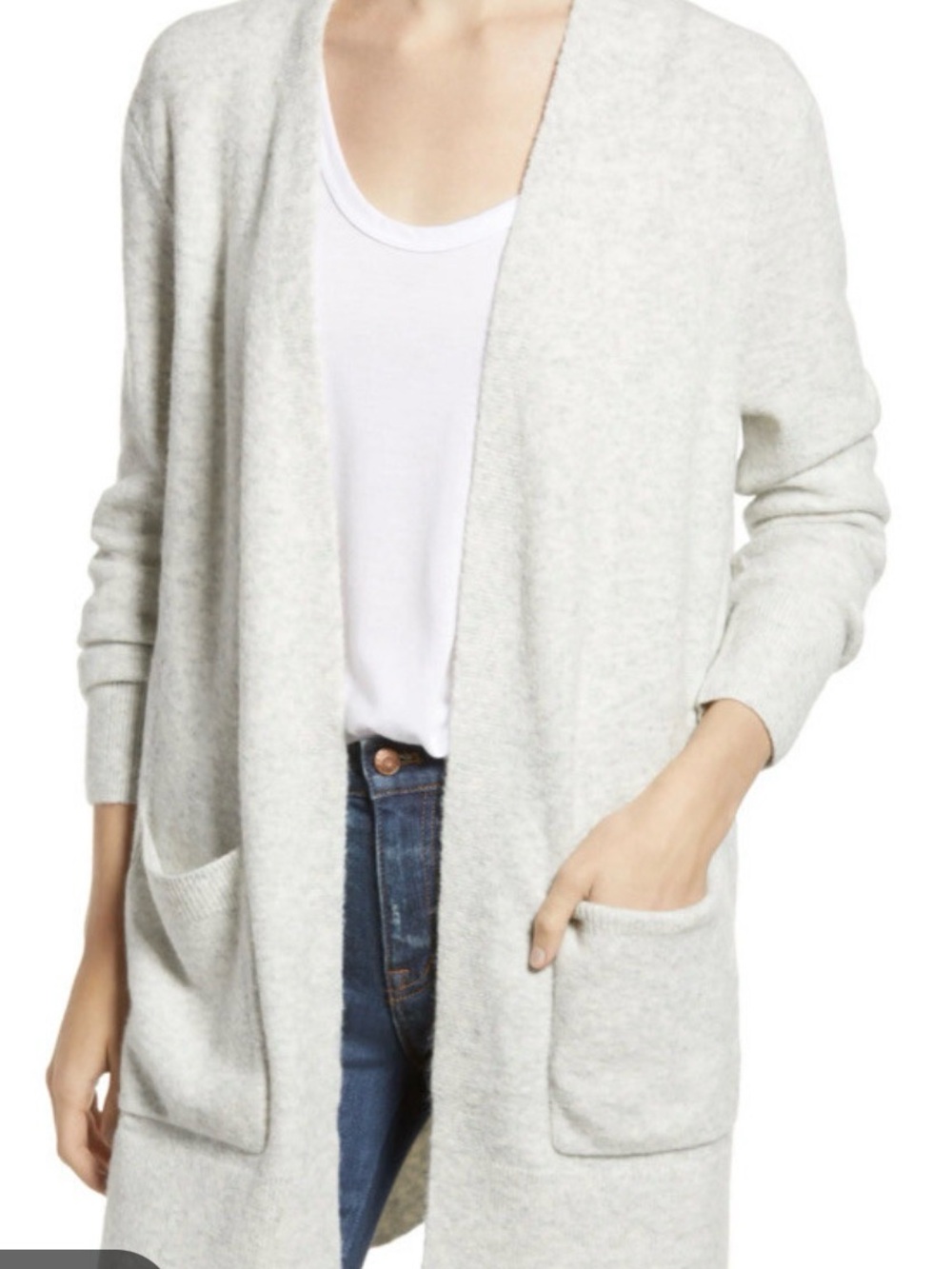 Madewell Light Gray Open-Front Women's Cardigan Sweater - Picture 1 of 9